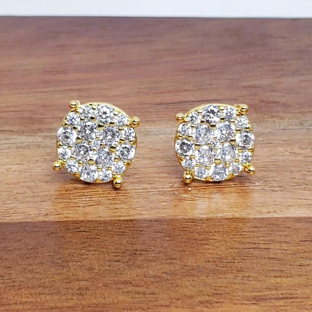 14K Gold Mens 2ct Diamond Stud Earrings Guys New 14 Karat Silver Studs Jewelry